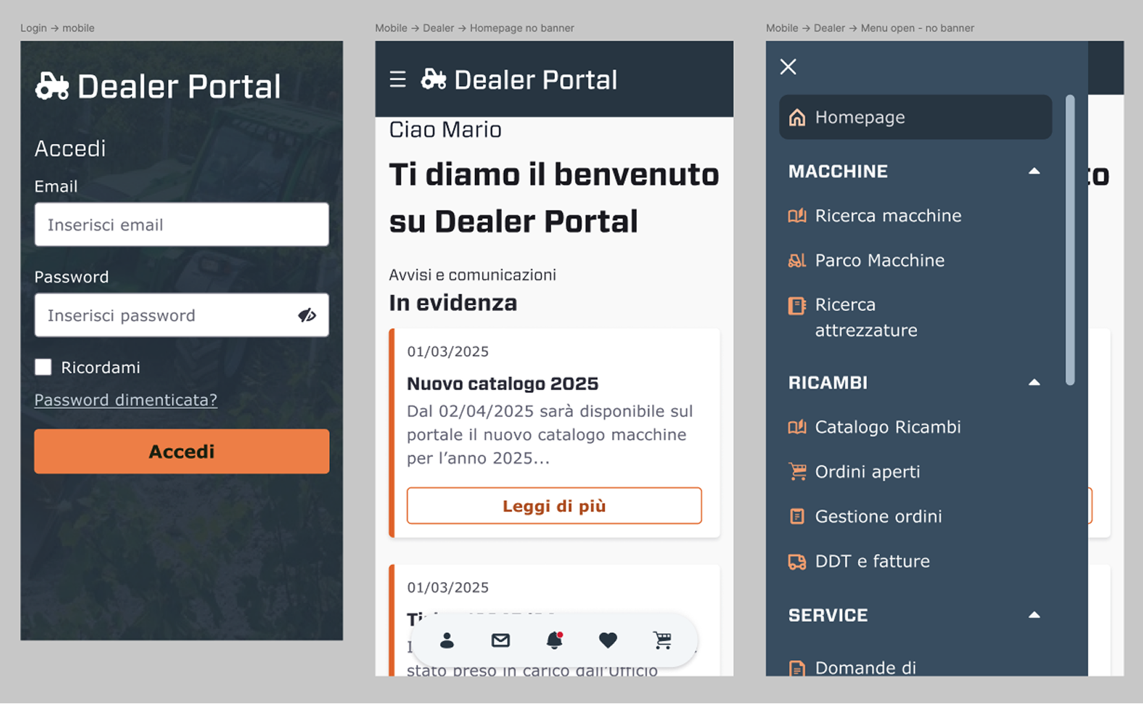 Figma mobile version of Dealer Portal